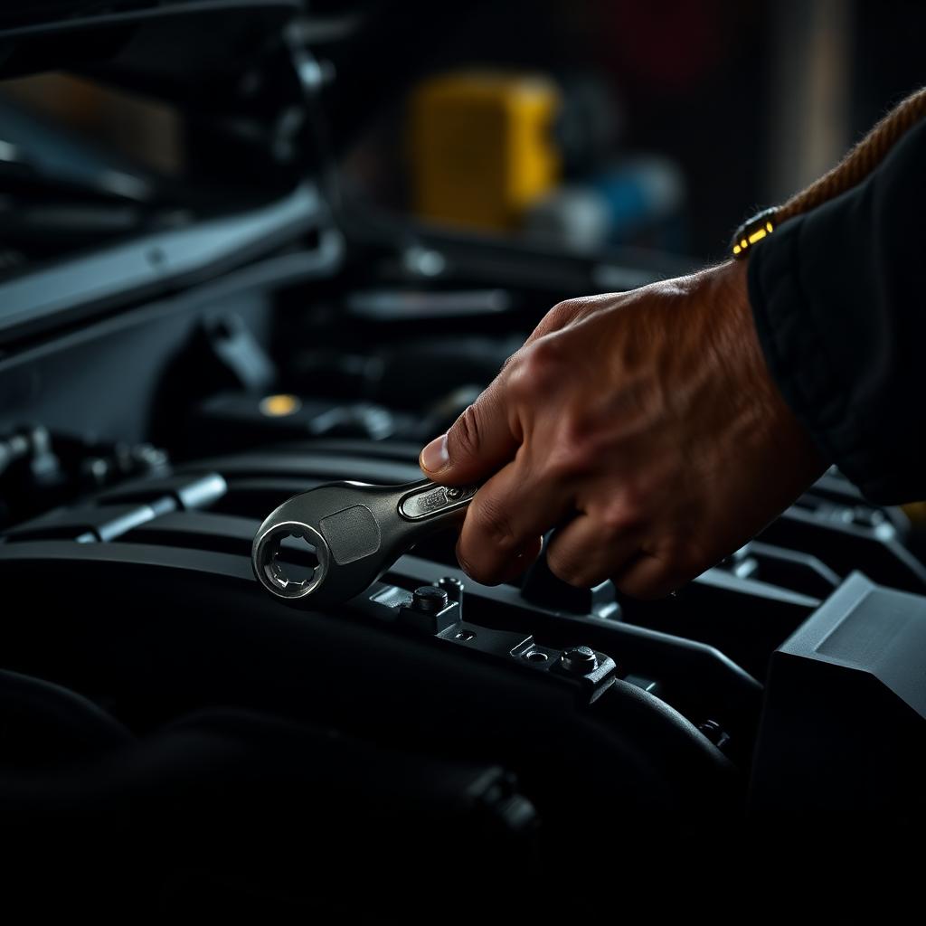 Mechanic working on an engine